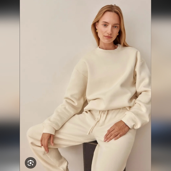 Reformation Jeans Crewneck Sweater Neutral - Picture 1 of 5